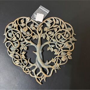 NWT Heart Shaped Tree of Life Wall Decor Art Rustic Bronze Finish